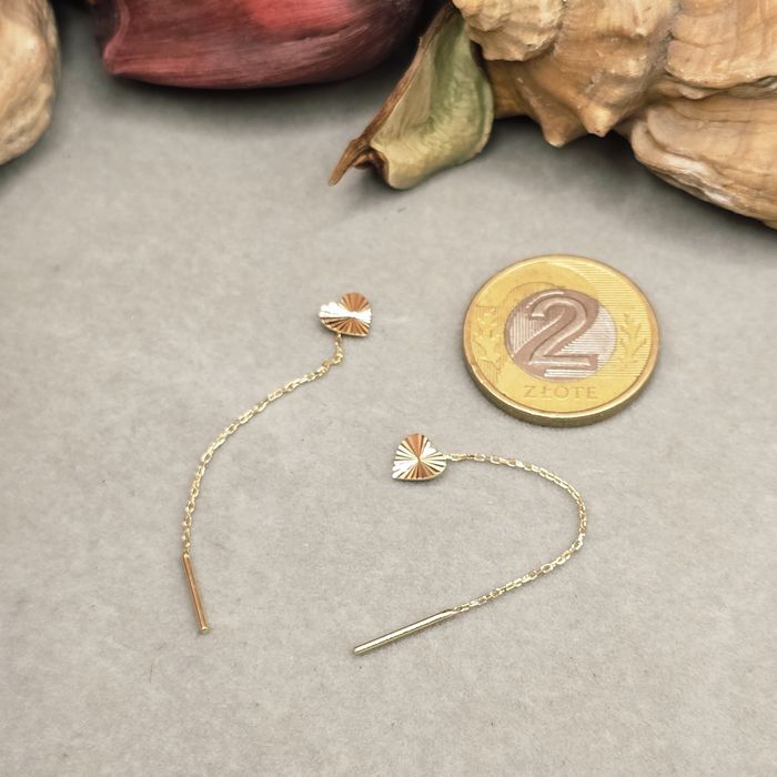 Złote kolczyki.  Nowe.  Próba 585 .