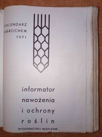 Kalendarz Agrochem 1971 Informator nawożenia i ochrony roślin