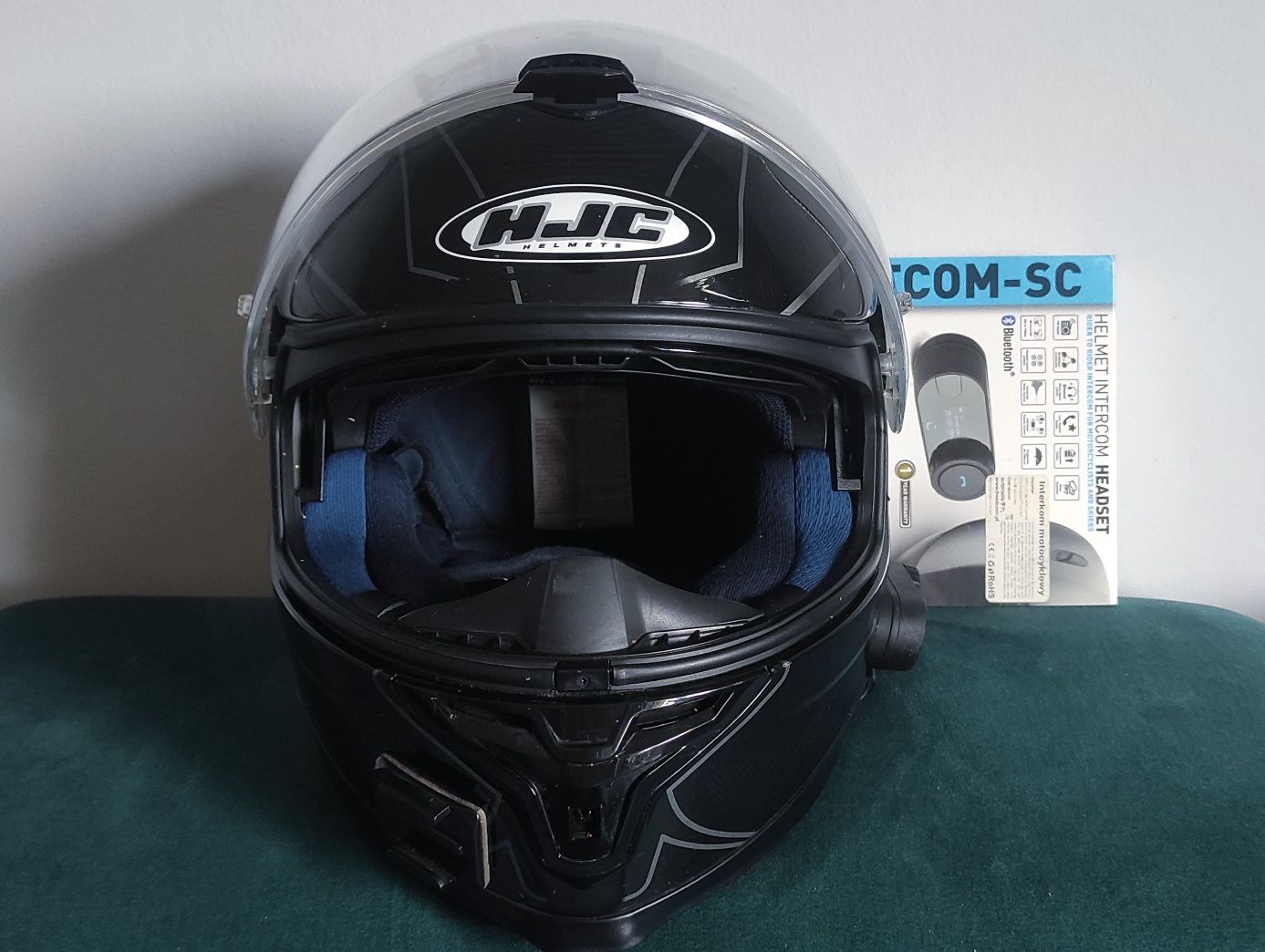 Kask interkom motocyklowy HJC IS17 pinlock blenda M kameleon freedconn