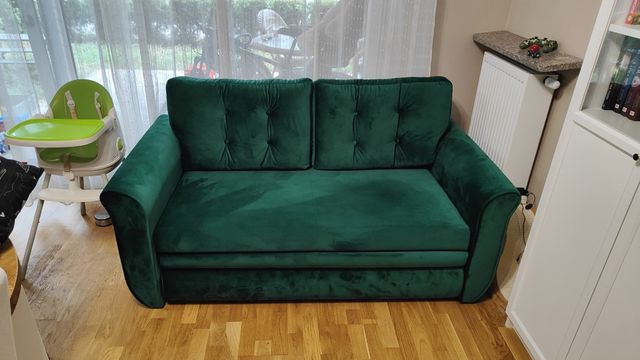 Kanapa sofa rozkładana Velvet zielona glamour
