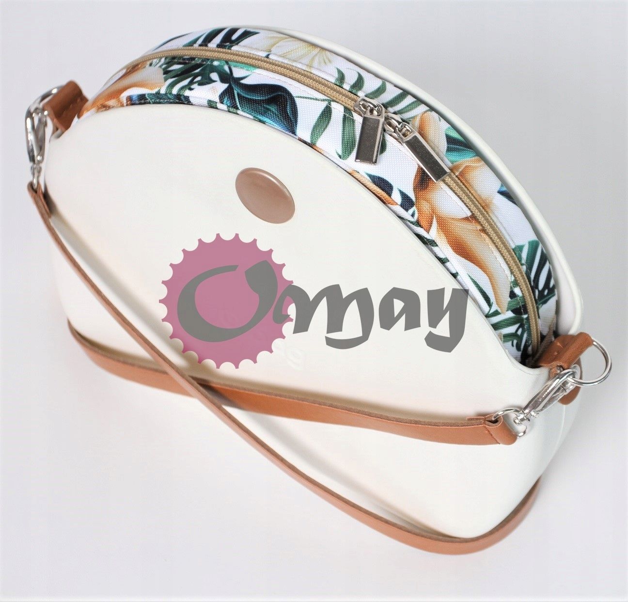 Piaskowy organizer OBAG MOON LIGHT Storczyki biszkopt 2 kieszenie OMAY