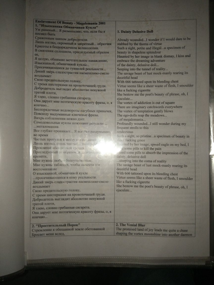 Переведеные на русский язык тексты альбомов металл групп 145 файл*2лис