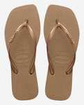 Havaianas Slim Square Logo Metallic Gold, 35-36 (NOVAS com etiqueta)