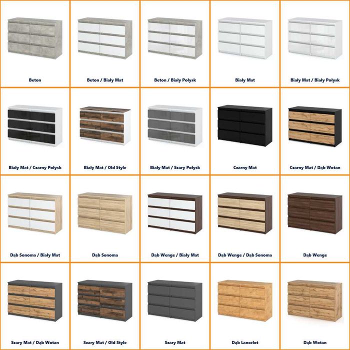 Komoda Hugo Nowoczesna Z 6 Szufladami 100cm Pojemna Szafka Do Salonu