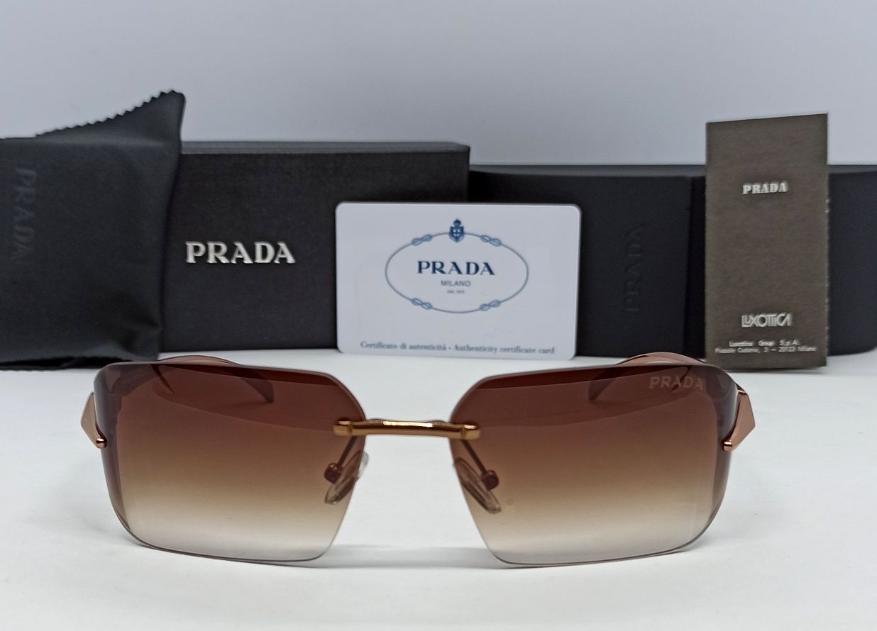 Prada SPR A55 очки женские коричневый градиент безоправные хитовые