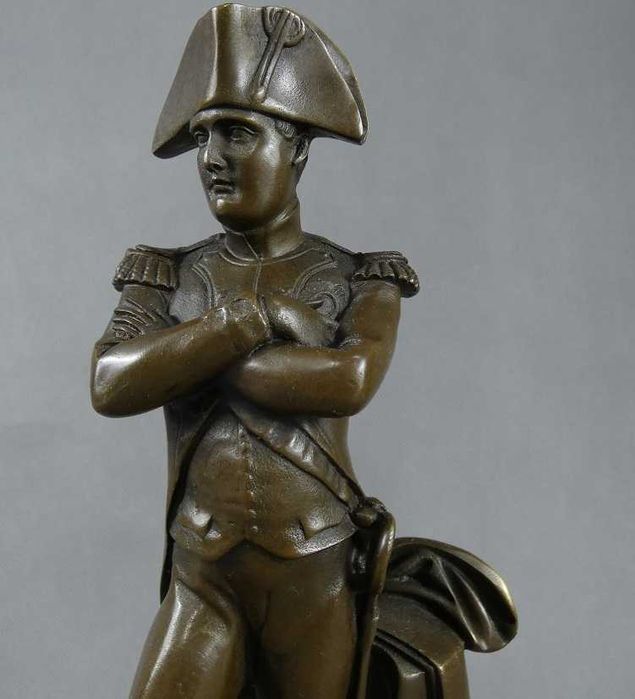 Figura NAPOLEON Bonaparte brąz - sygnowana RZEŹBA marmur