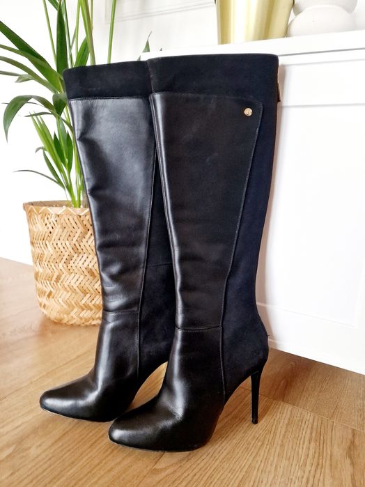 Skórzane czarne kozaki Kazar 36