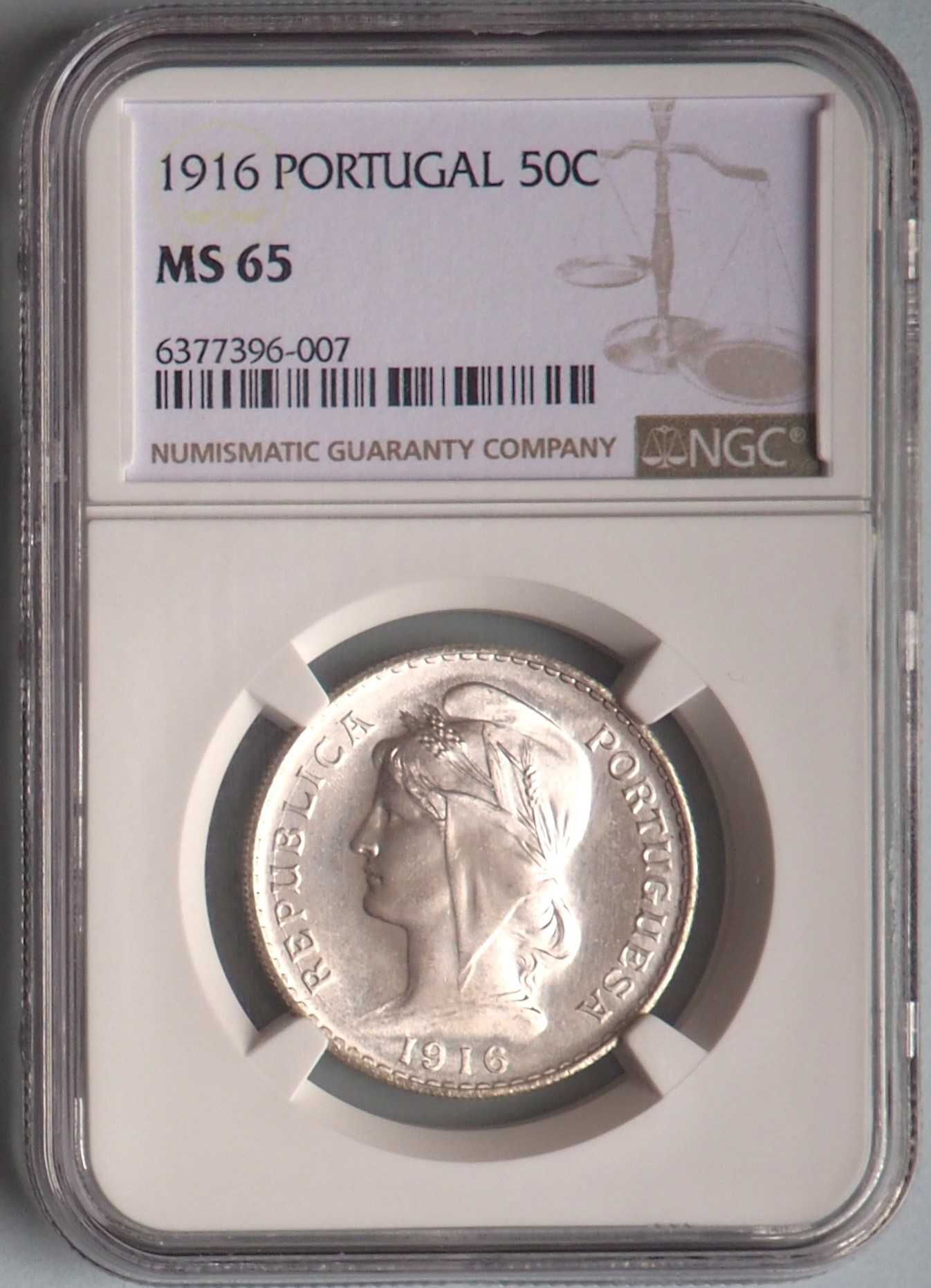 moeda prata 50 centavos 1916 certificada NGC MS65