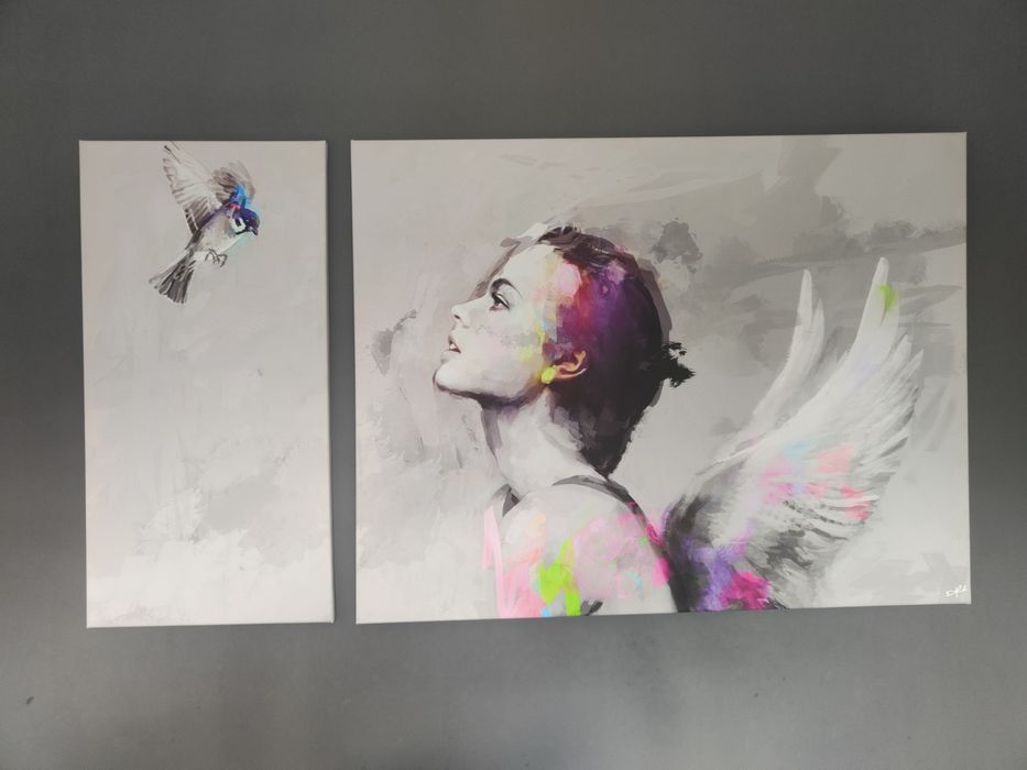 Obraz na płótnie tryptyk She & Bird KrzanooArt