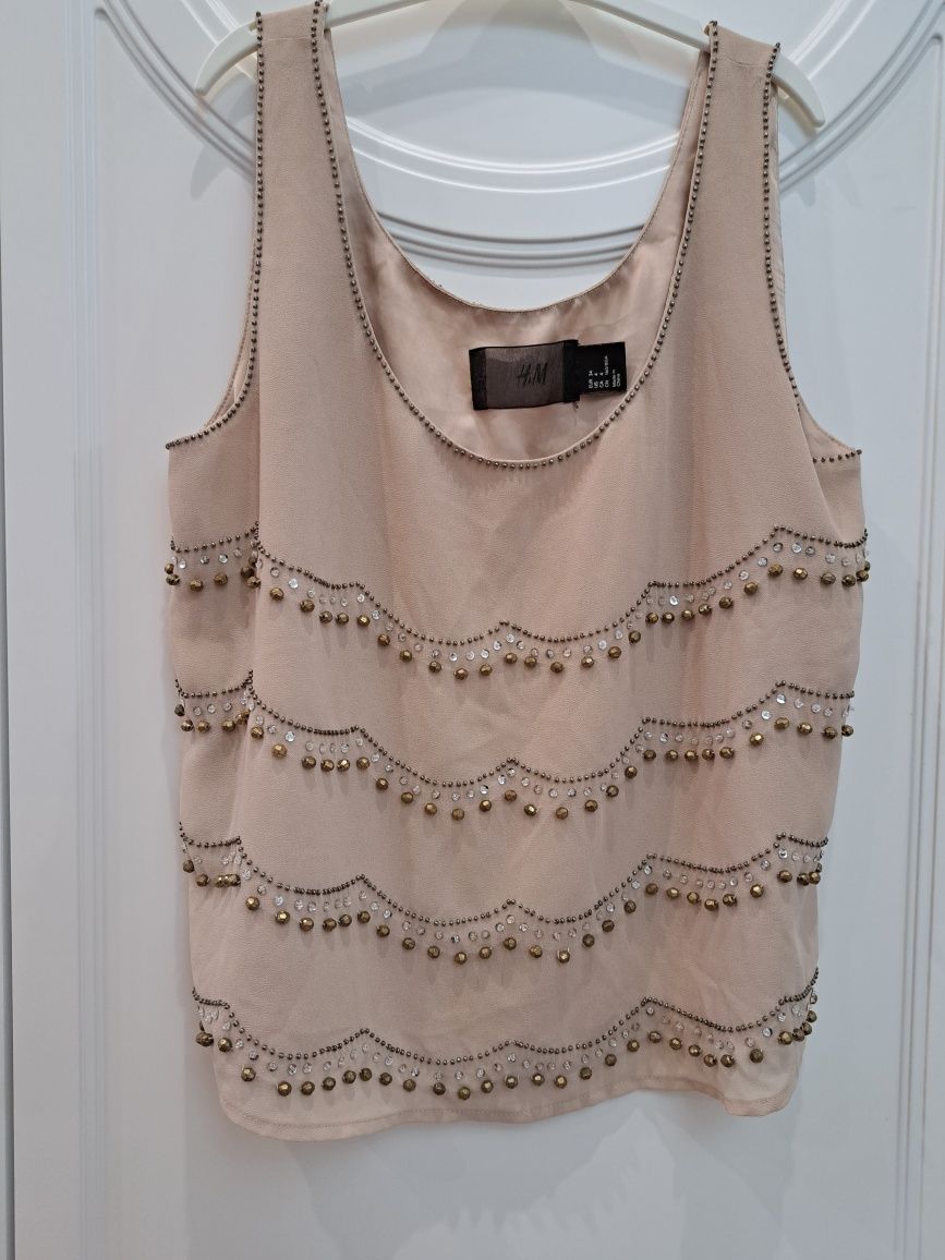 Top krótki bluzka koraliki h&m 34