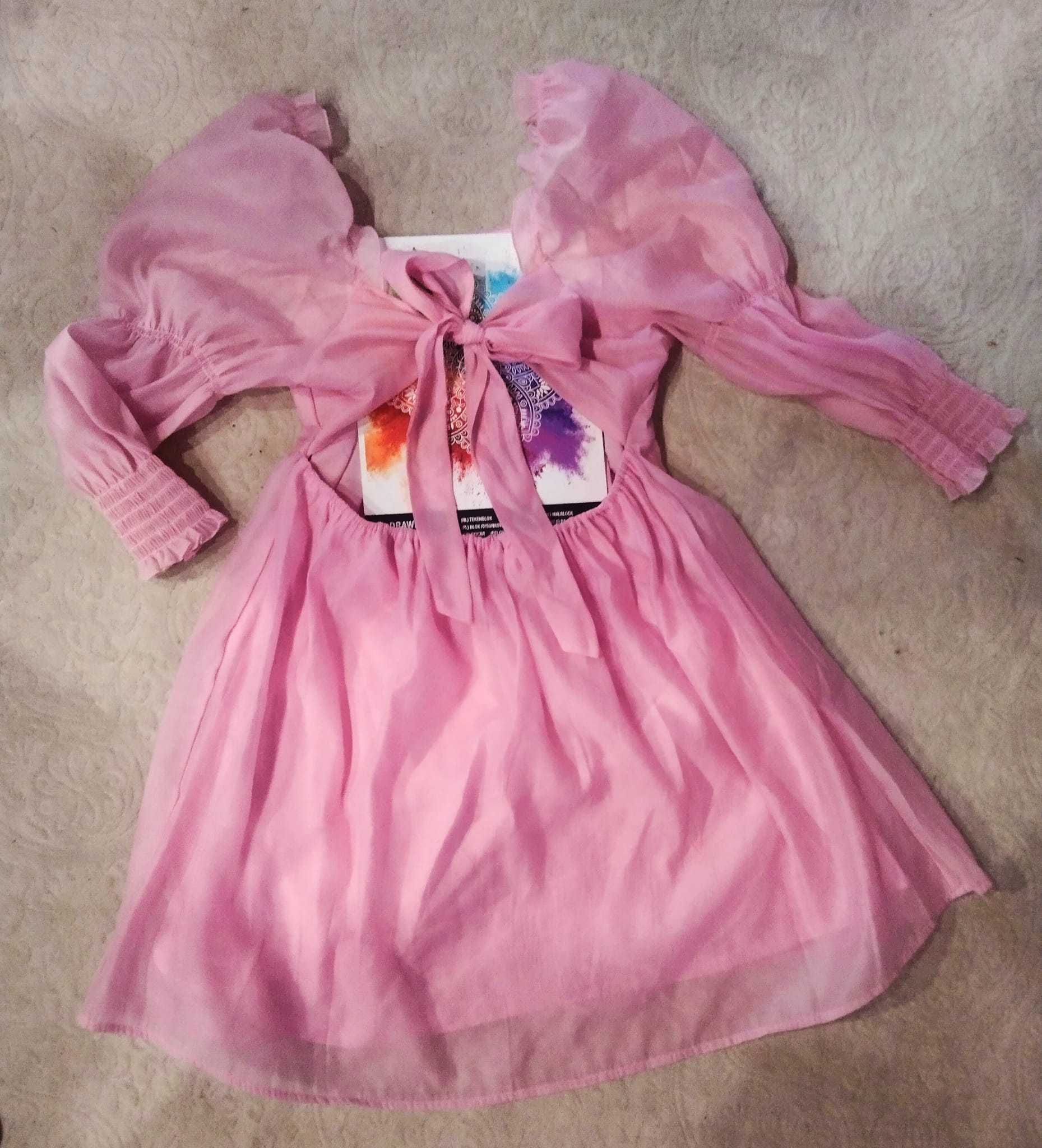 Bajkowa różowa sukienka z organzy