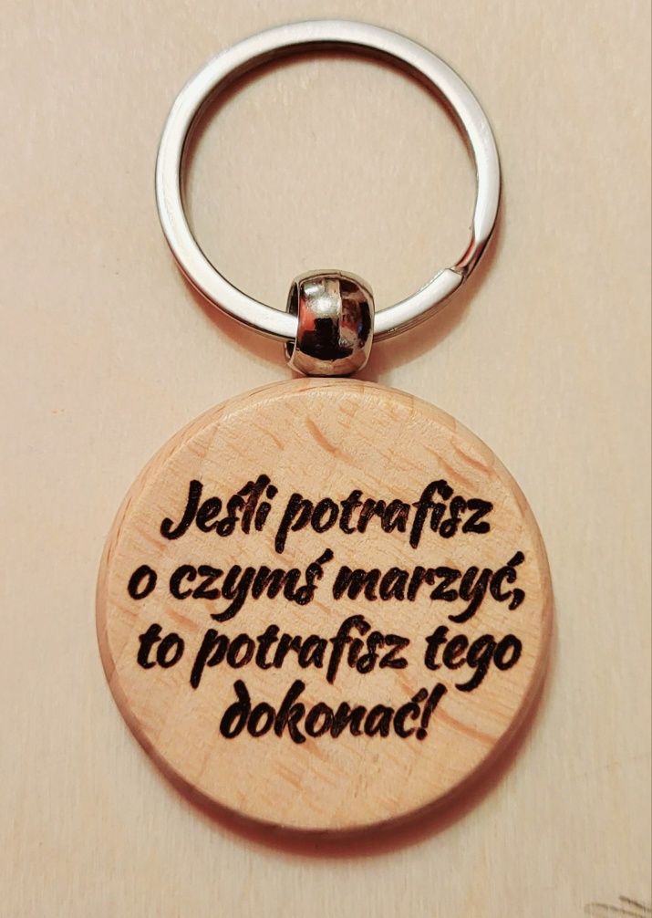 Brelok do kluczy Grawer personalizowany Motto cytat Logo Breloczek