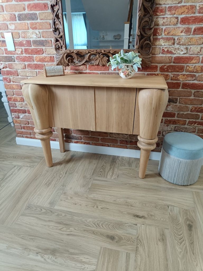 Konsola dębo lity dąb nogi toczone