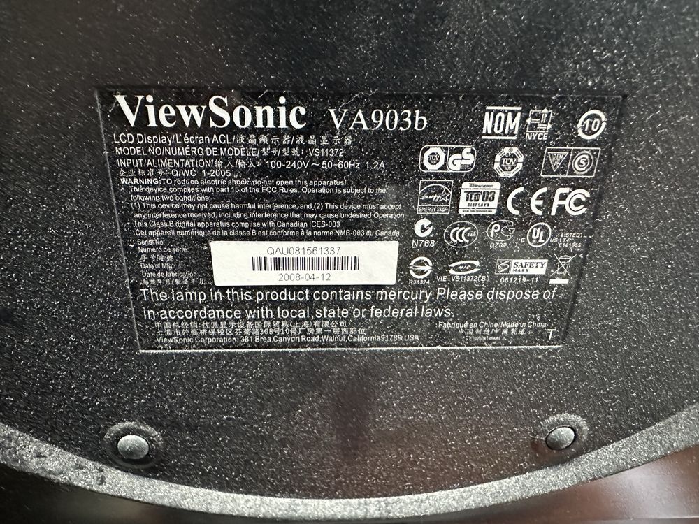 Продам монітор viewsonic va903b