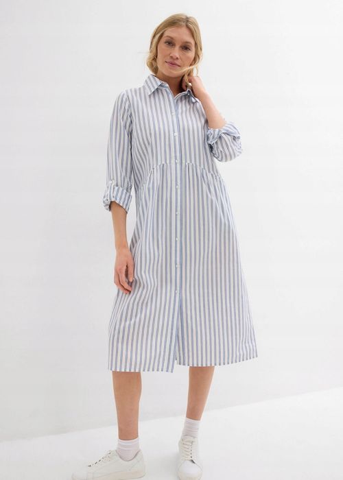 B.P.C sukienka koszulowa midi bawełniana w paseczki 44.