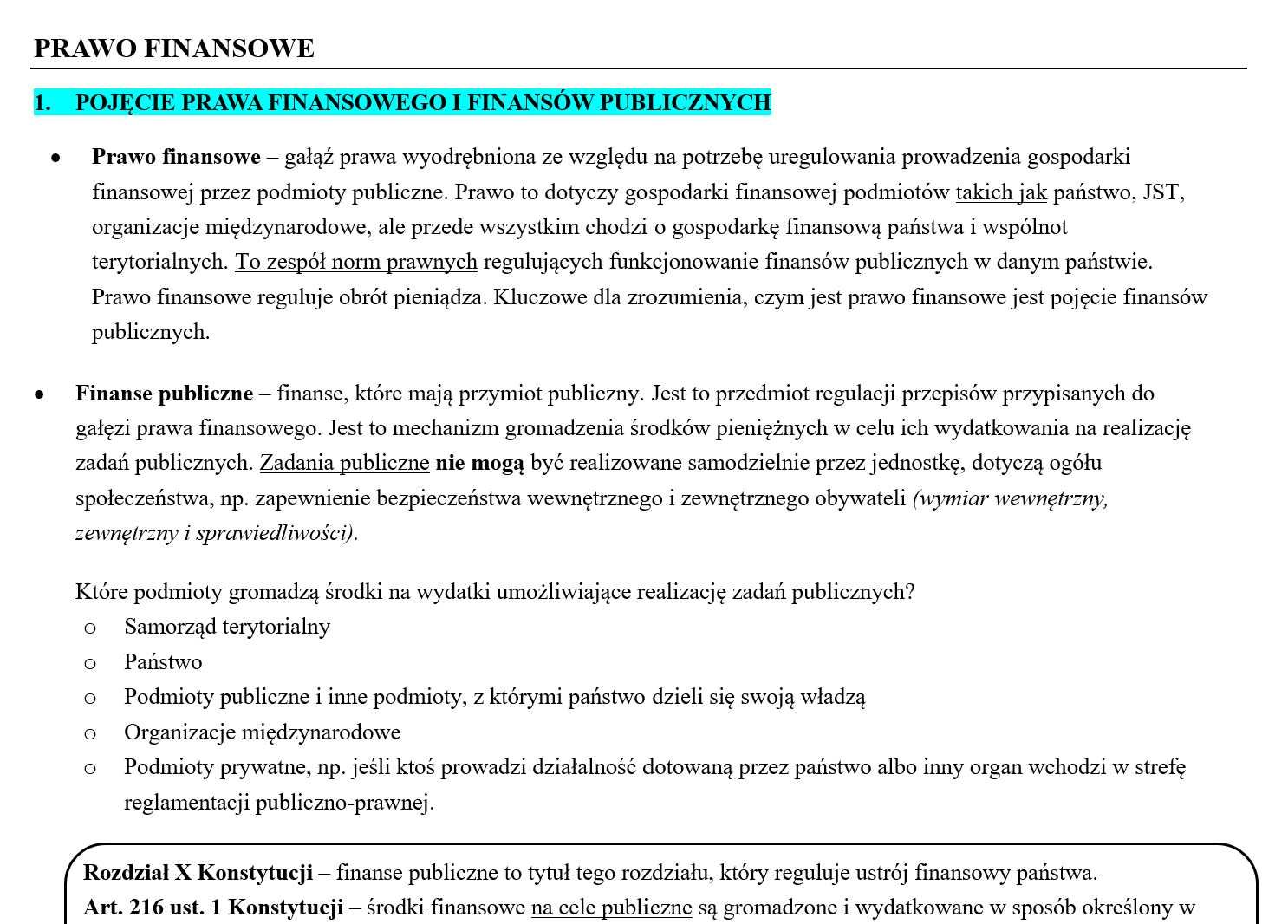 Notatki - prawo finansowe (WPIA UŁ i nie tylko)