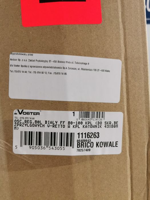 Ościeznica Voster bezprzylgowa regulowana V-Retto 80 lewa 80-100