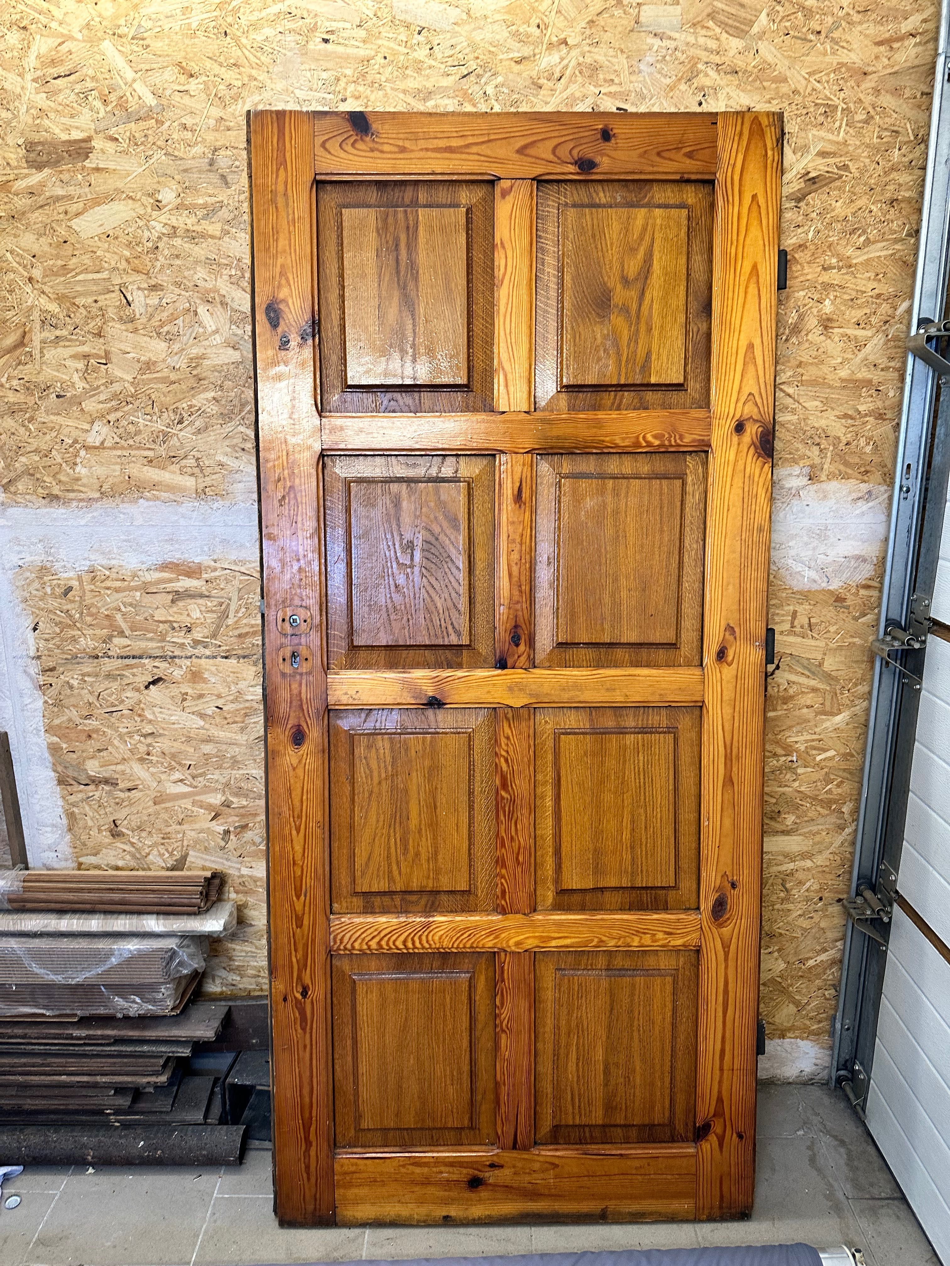 Drzwi drewniane lewe solidne, ciężkie
