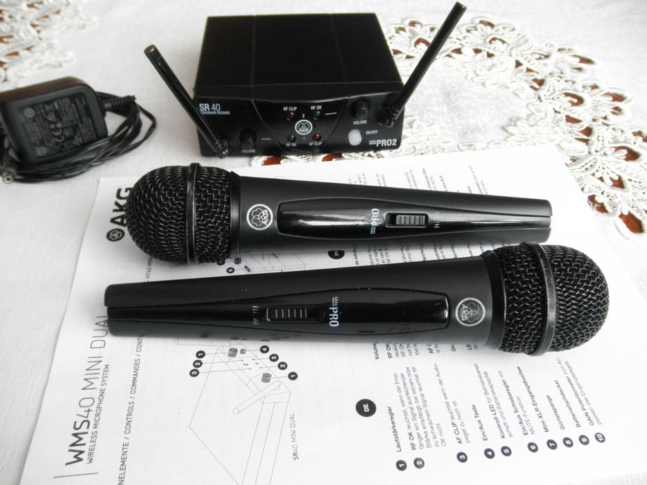 Mikrofony bezprzewodowe AKG WMS 40 MINI 2 DUAL vocal set. Zestaw.