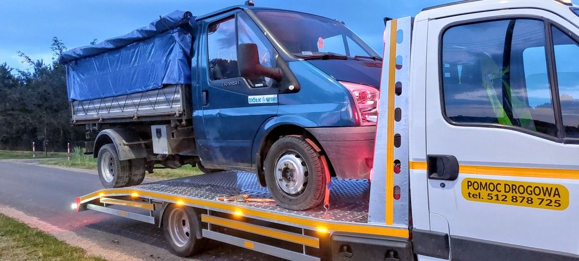Pomoc drogowa, autolaweta, laweta, transport maszyn i pojazdów
