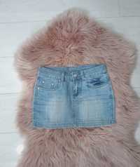 Spódnica jeansowa dżins mini jeans niebieska XS 34