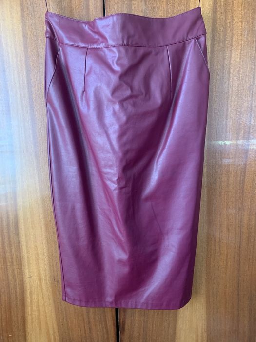 Юбка кожаная, миди