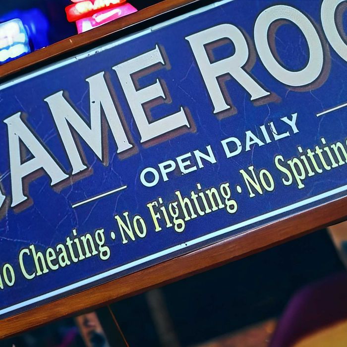 Tabliczka informacyjna GAME ROOM 40x15cm, dekoracja ścienna, niebieska