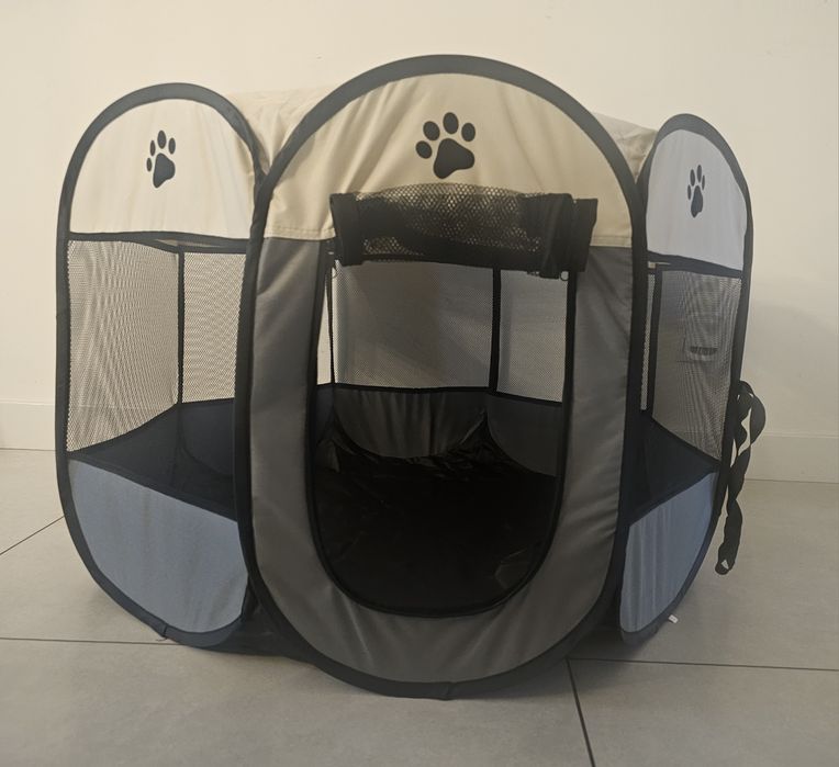 Kojec składany XXL Szary dla psa kota