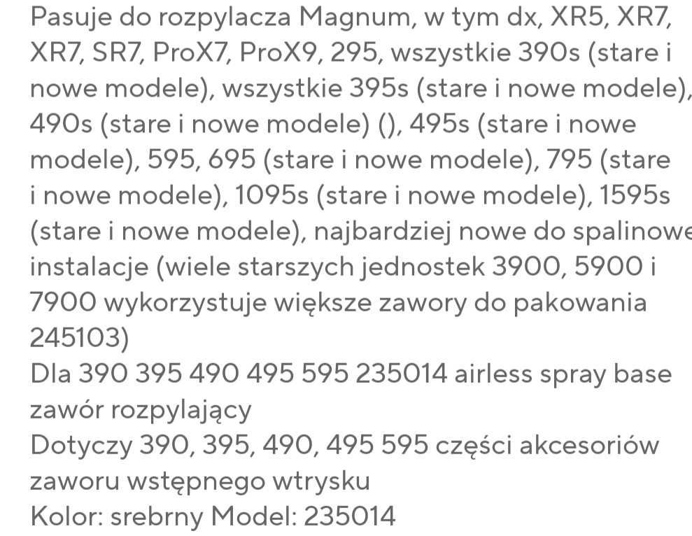 Zawór przelewowy Graco Magnum oraz 290,390,395,459,595-stare modele