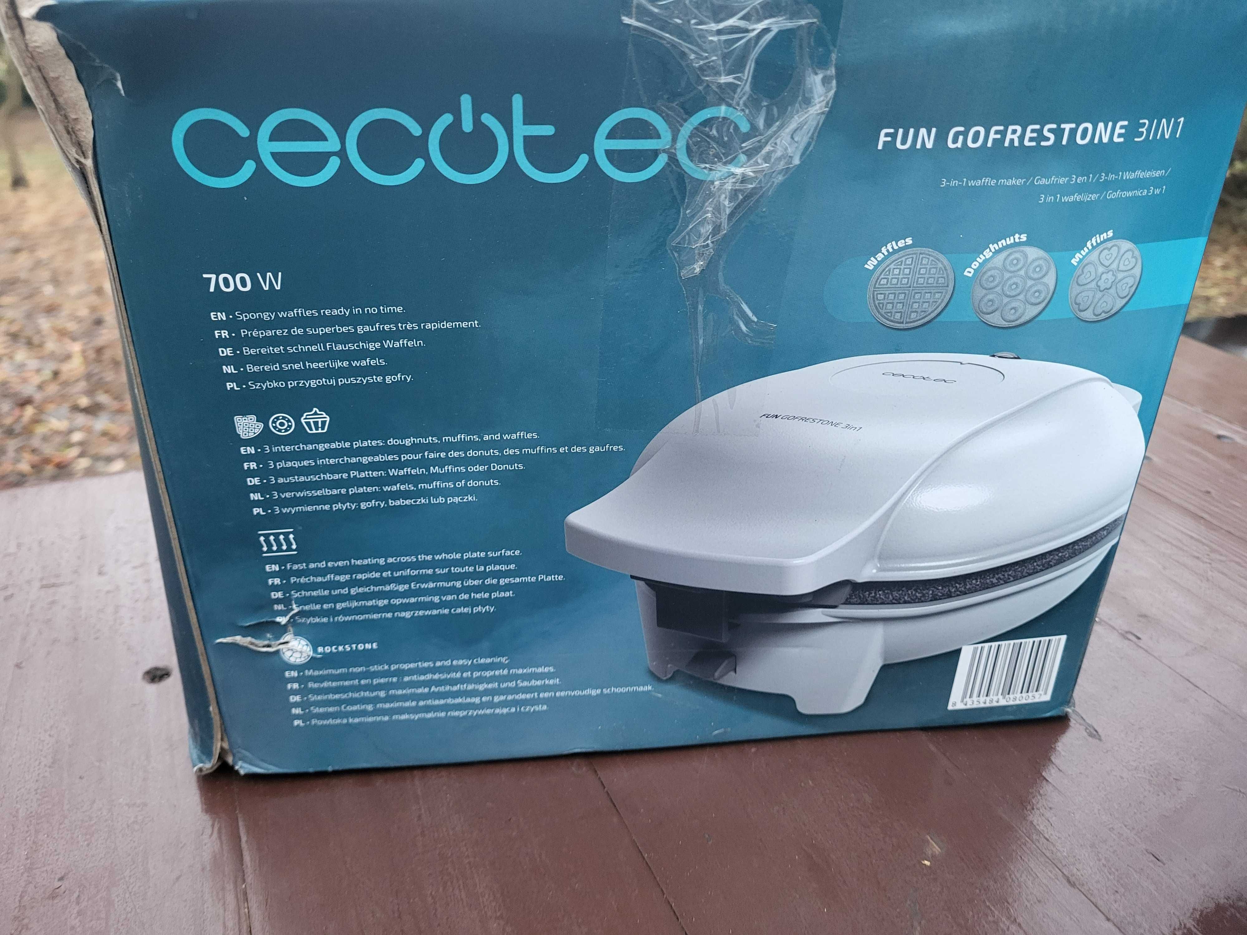 Gofrownica Cecotec Fun Gofrestone 3in1 700W wymienne wkłady babeczki