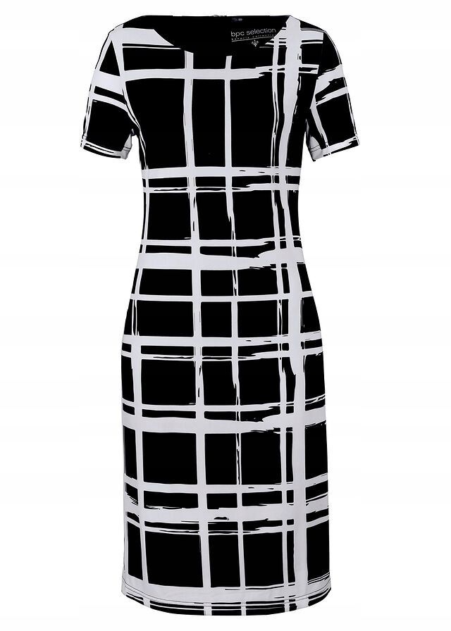 B.P.C sukienka shirtowa w kratę czarno-biała ^40/42
