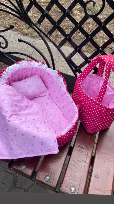 На подарунок! Колиска сумка для ляльки 30-35 см люлька ліжечко