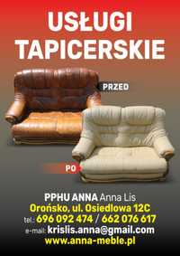 Usługi tapicerskie tapicer renowacja skóra krzesła kanapy przeszycia
