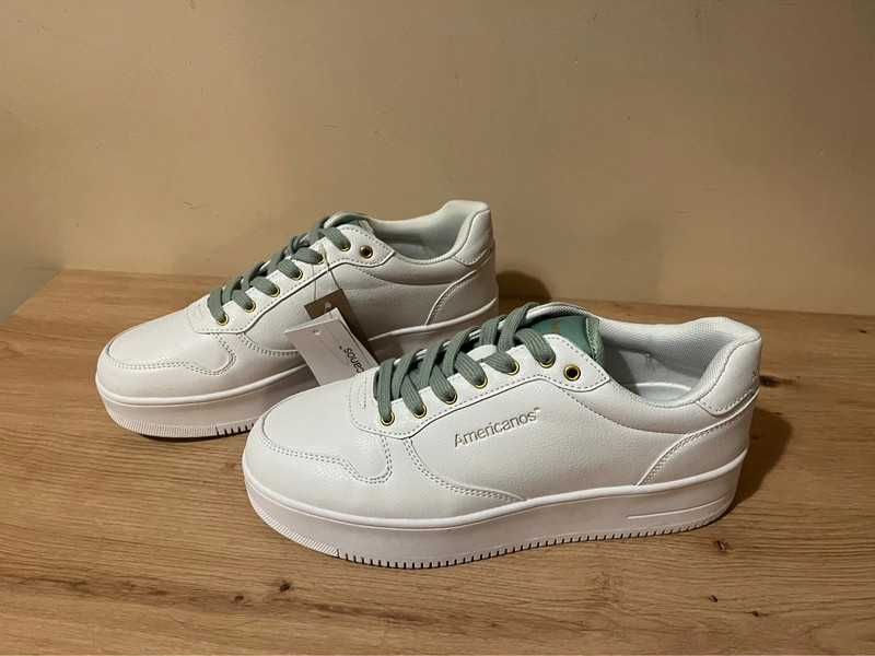 Buty sneakersy białe na platformie Americanos