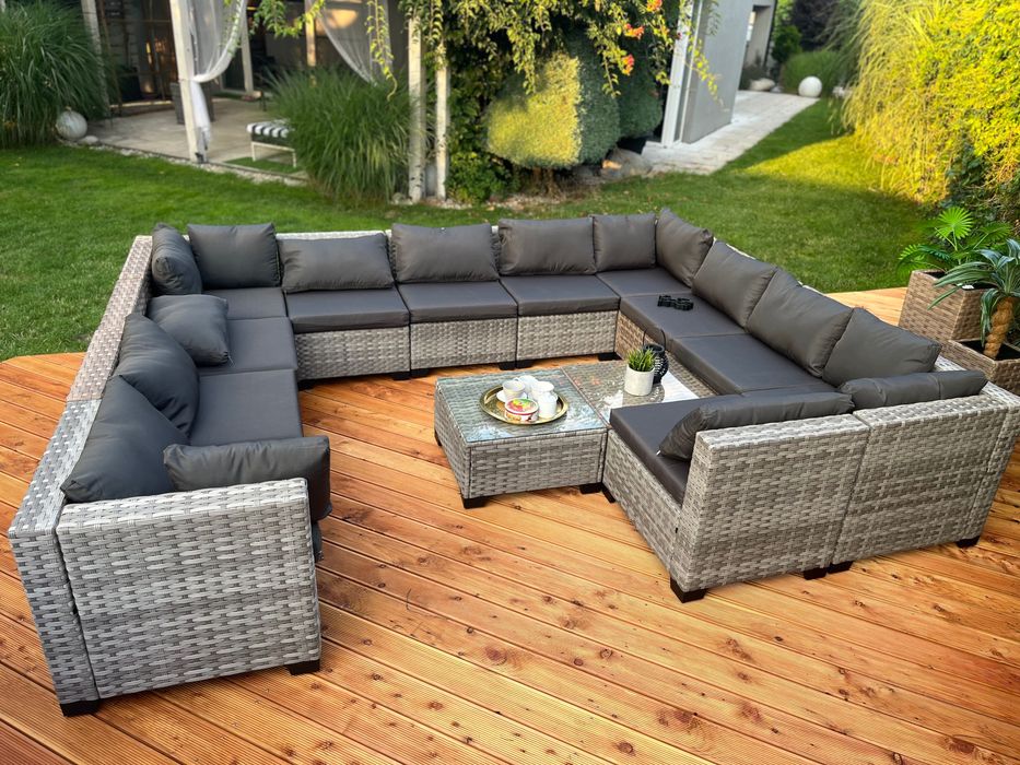 zestaw Palermo XXL technorattan wielki narożnik sofa pufa 2 kolory