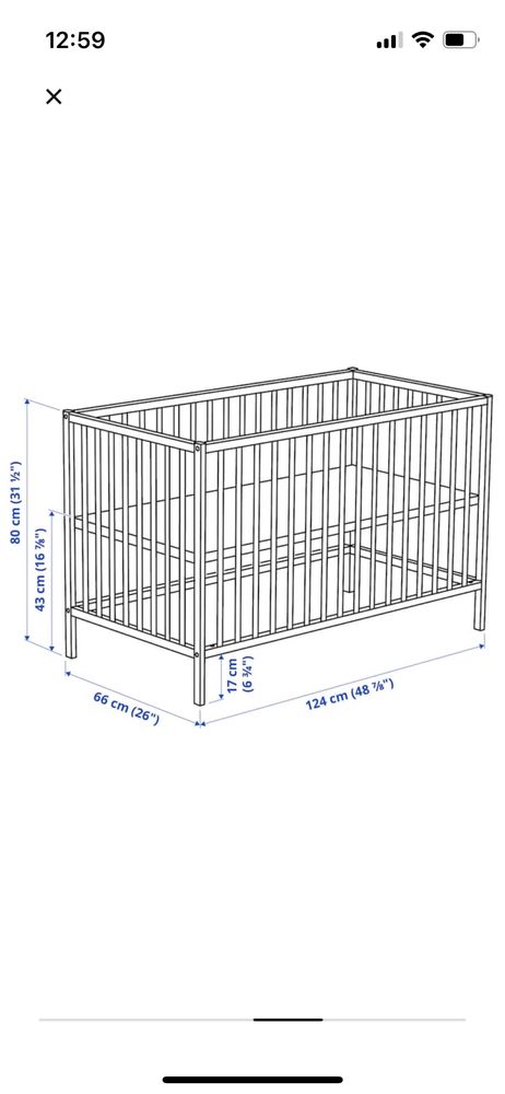 Łóżeczko Ikea Sniglar + materac + akcesoria