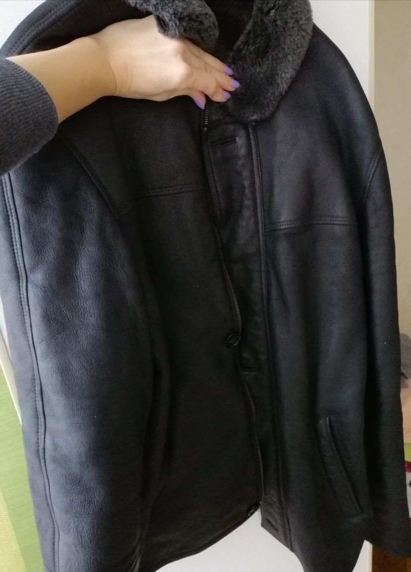 Куртка дубленка мужская  кожаная размер 48-50
