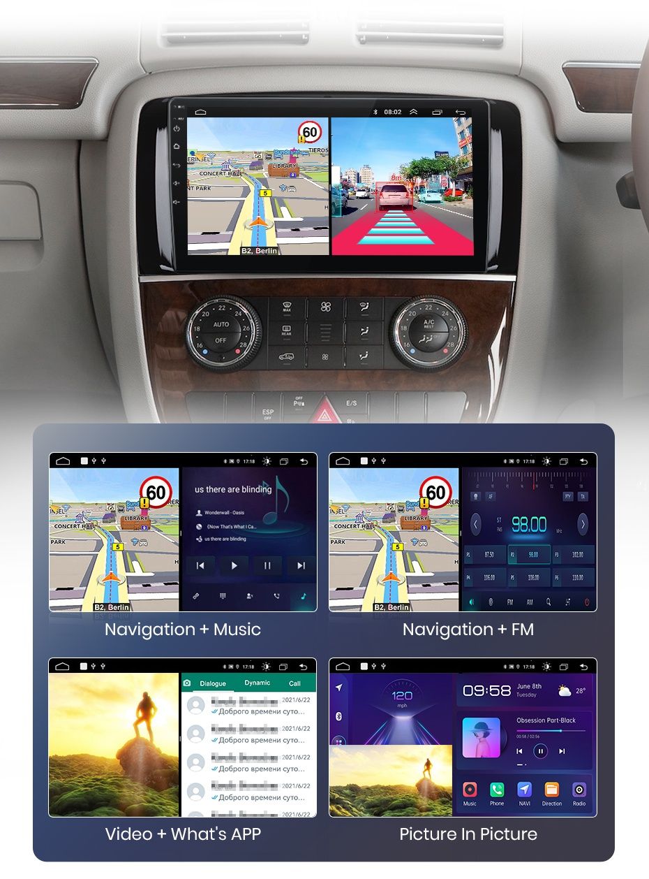 Rádio 9" Android Mercedes w251 Classe R300 R280 Carplay GPS WiFi 2/32G