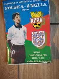 Program meczowy Polska Anglia 1991 rok Poznań