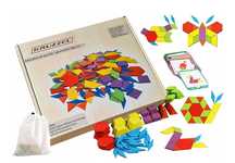 Drewniane Puzzle Układanka Gra Logiczna Mozaika Xl Kolorowe Figury