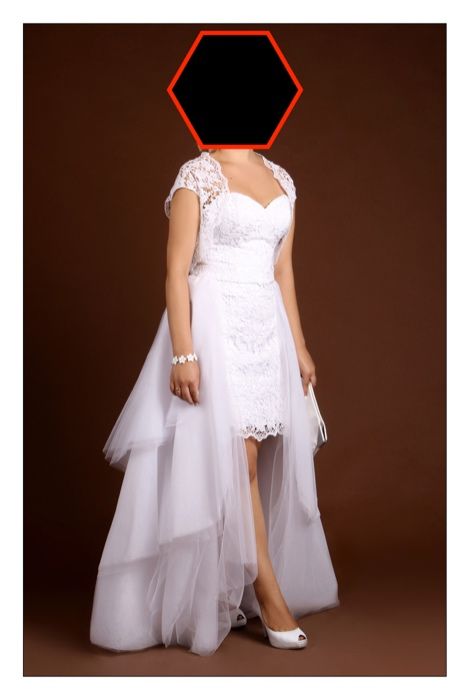 Платье свадебное/коктейльное + кружевное болеро 44-46 Anne Mariee