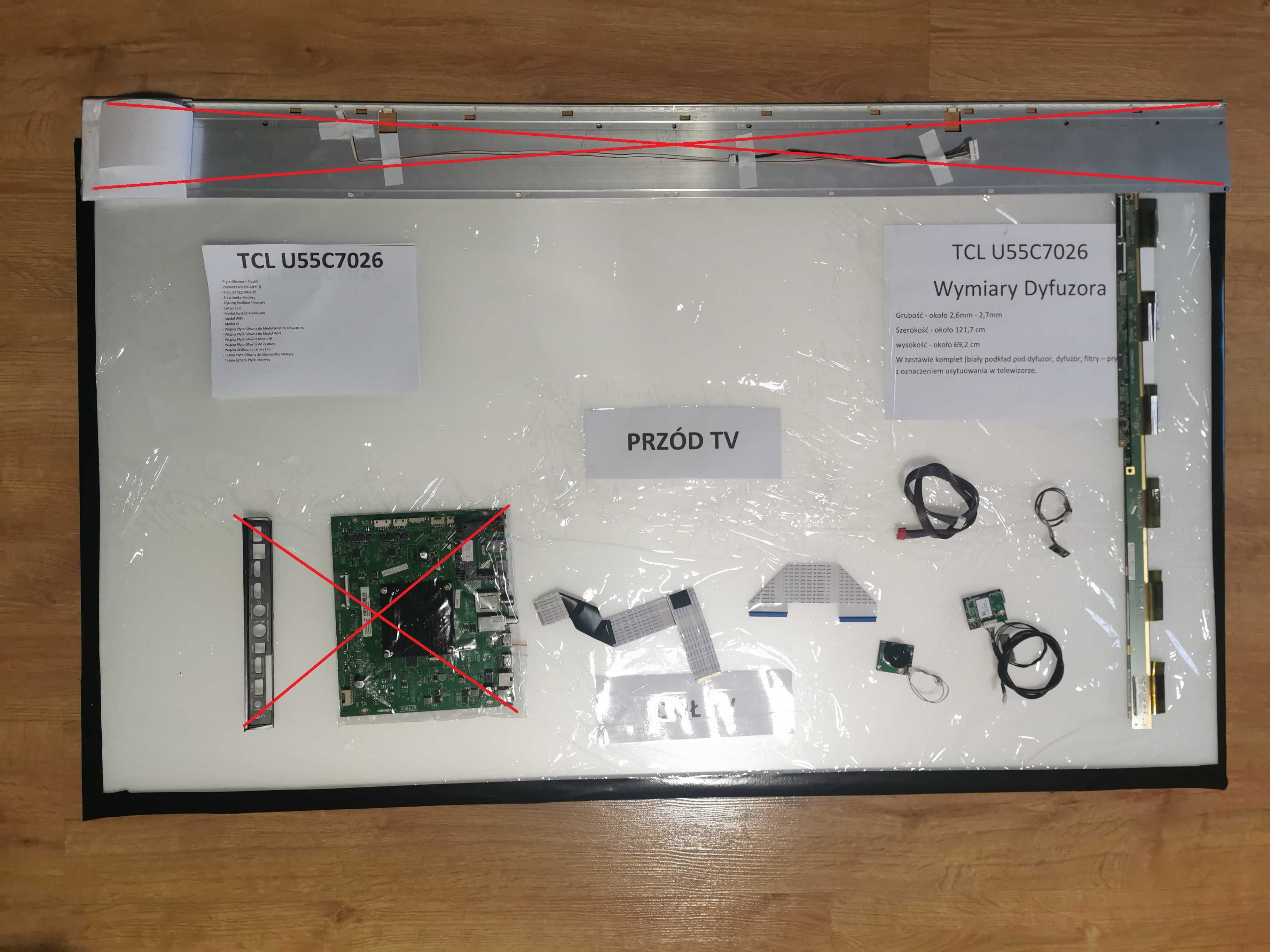 Dyfuzor Telewizora TCL U55C7026  Części WiFi IR  Taśma Wiązka Joystic