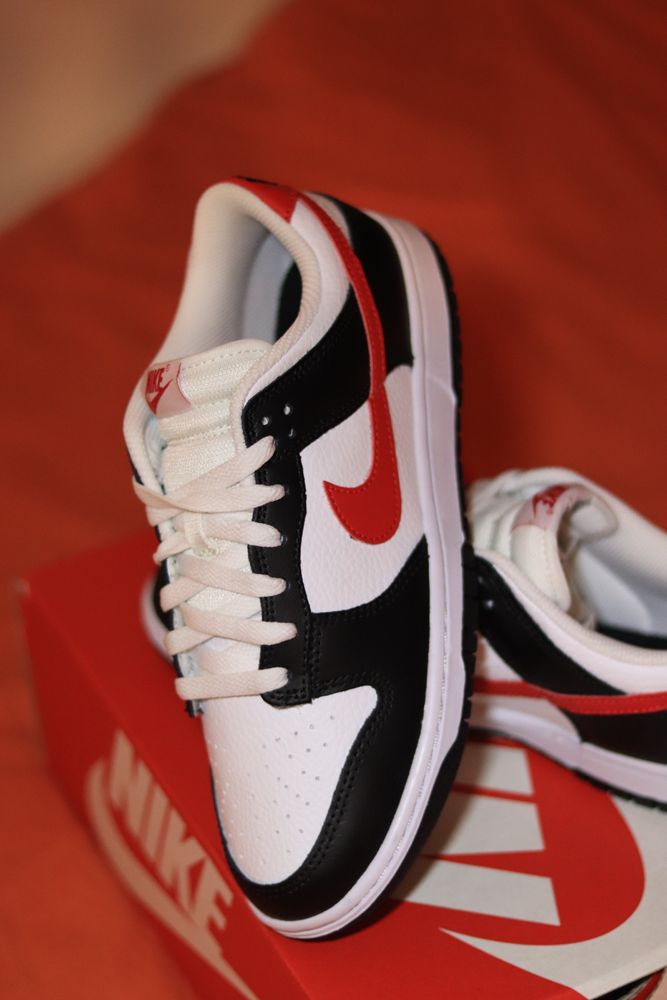 Nike Dunk Low Panda Swoosh Red