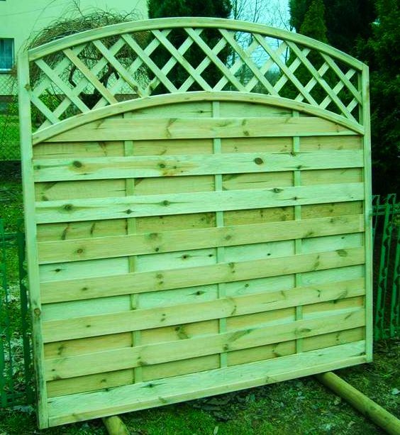 Pergola Płot 2 Łuki Wypukłe z Kratką Pergole Drewniane Płoty Lamelowe