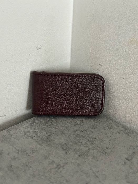 Кліпса зажим затискач для купюр магніт шкіра бордовий коричневий