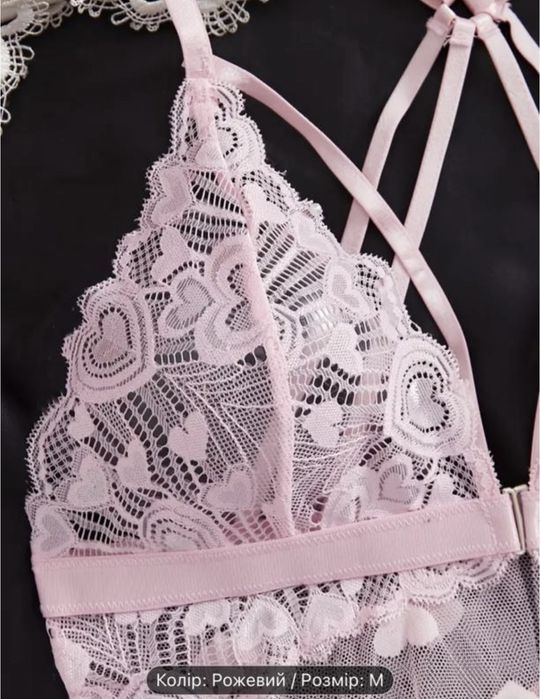 Сексуальна нічна сорочка з сердечками, з трусиками-стрінгами, розмір м