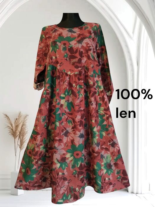 Sukienka lniana kolorowa L/XL