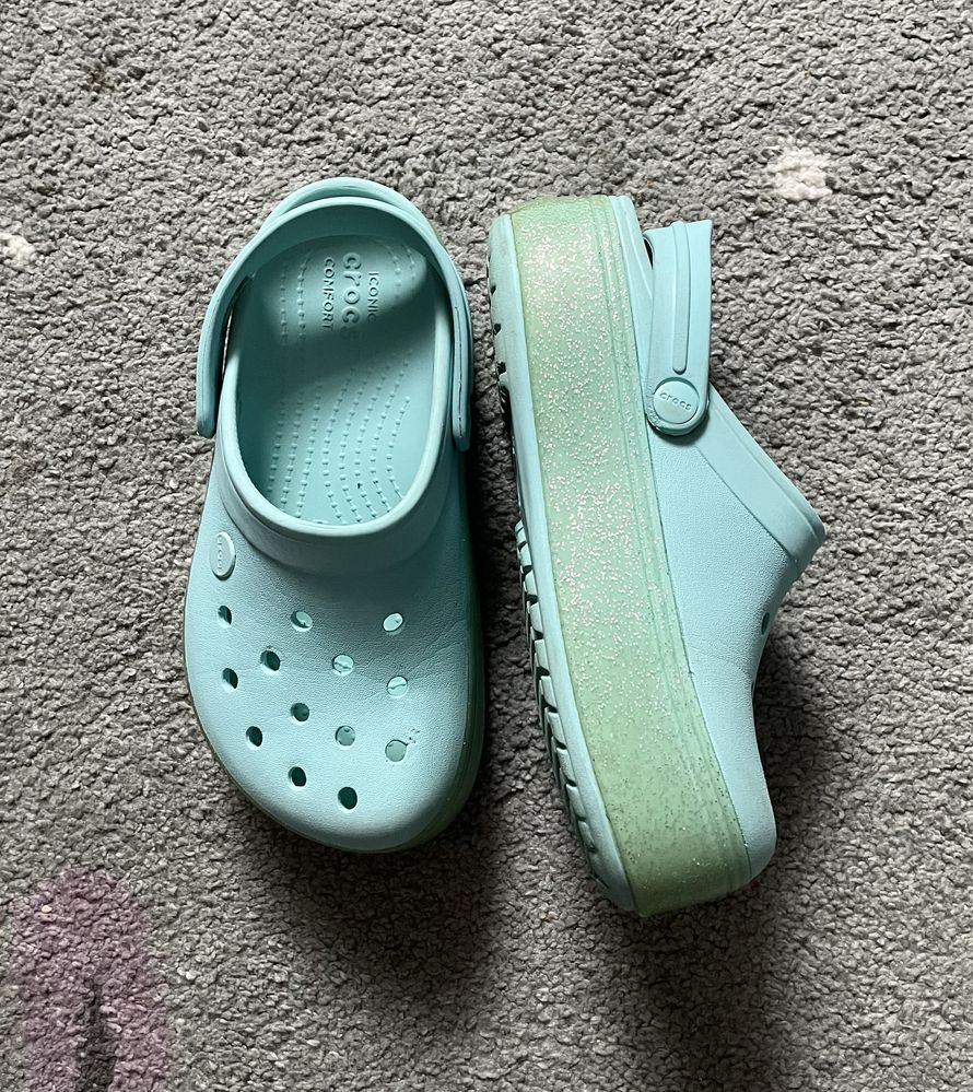 Buty klapki Crocs Crocband Platform Clog J/M3 W5 35 - 36 brokat