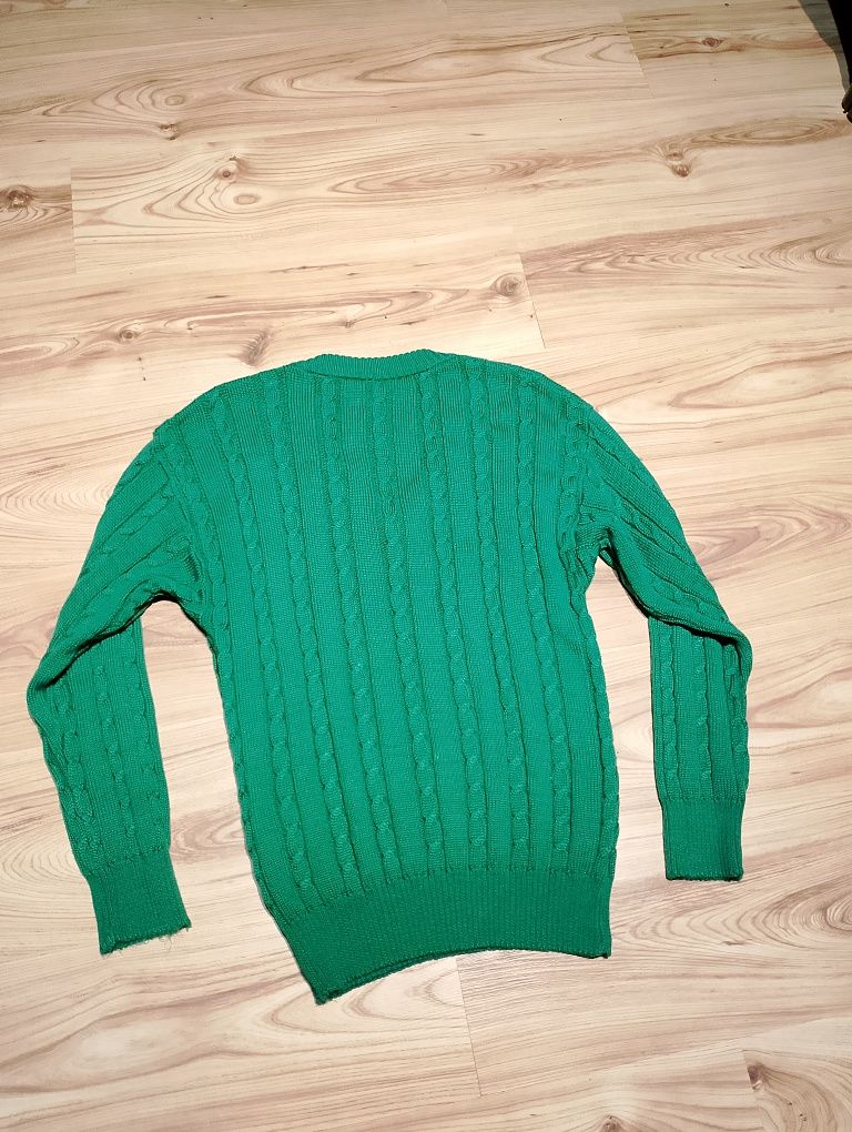 Zielony Damski Wełniany Sweter Adidas Vintage 80's West Germany