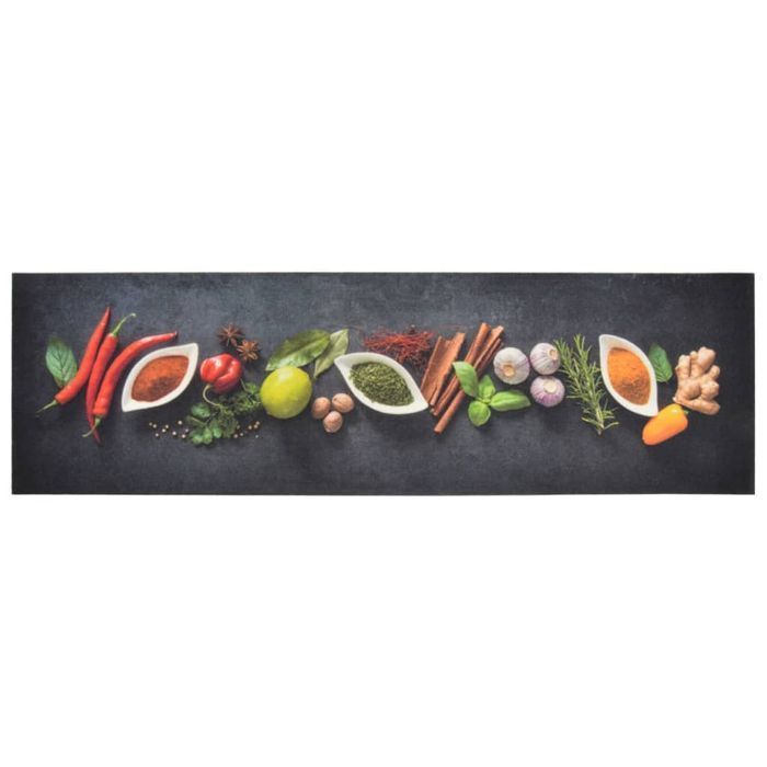 vidaXL Dywanik kuchenny, wzór w przyprawy, 45x150 cm, aksamit